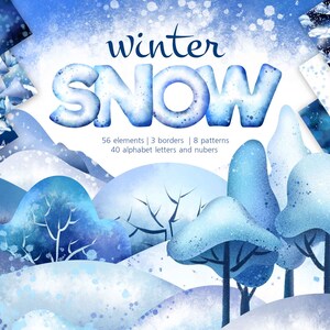 Winter snow clipart Christmas png border clipart winter digital paper Christmas alphabet clipart png seamless design download commercial use