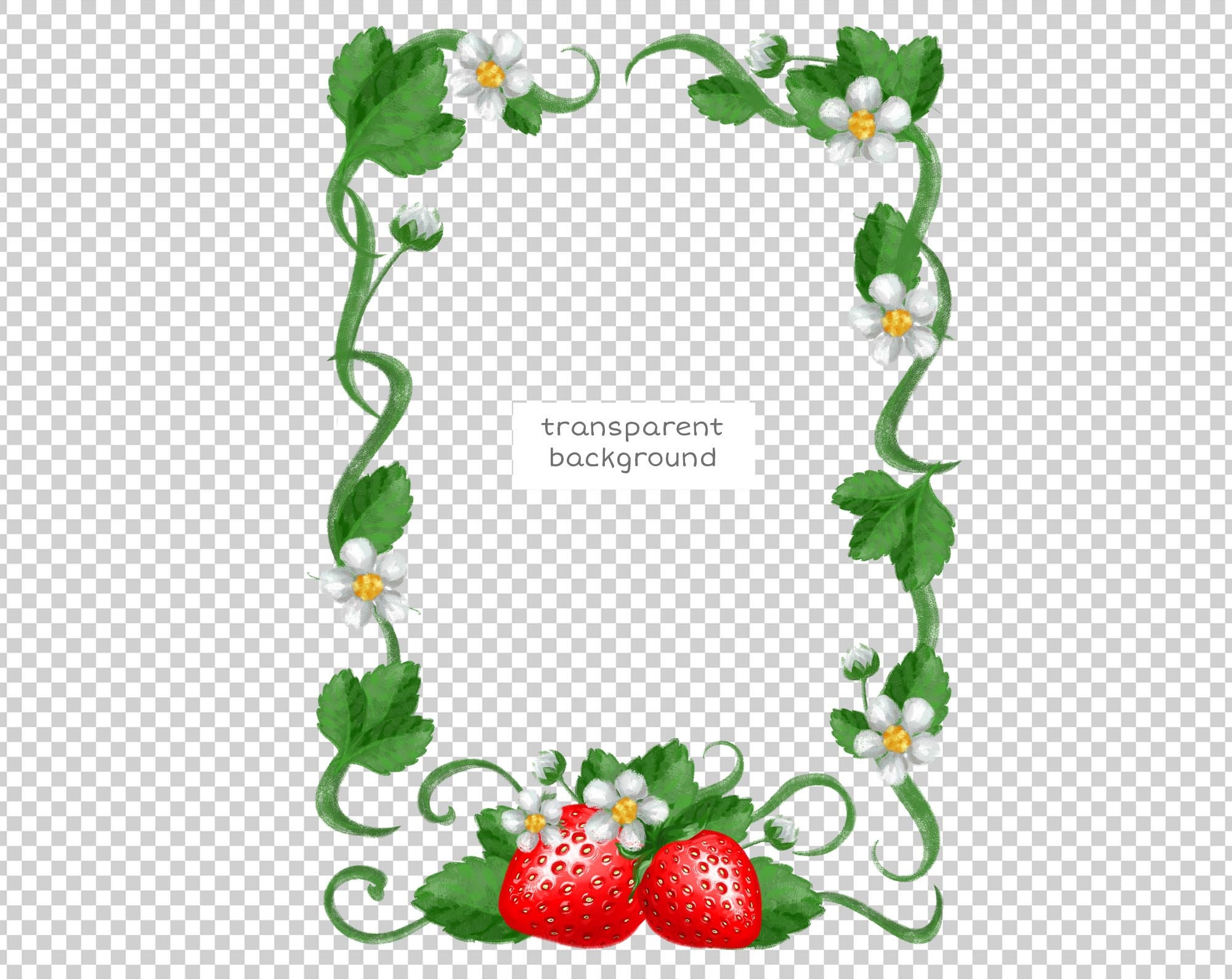 Strawberry Border Clipart Png Files Rectangle Digital Frames Etsy