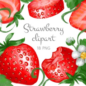 Clipart de fresa de verano png, Sublimación de fresa png acuarela digital, Lindas ilustraciones de bayas descarga digital y uso comercial