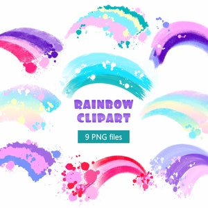 Сute rainbow png clipart digital watercolor rainbow illustration for sublimation or scrapbooking,digital download free commercial use