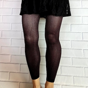 New*Zigzag footless tights for women, choice of  Black Burgundy Dark Blue color
