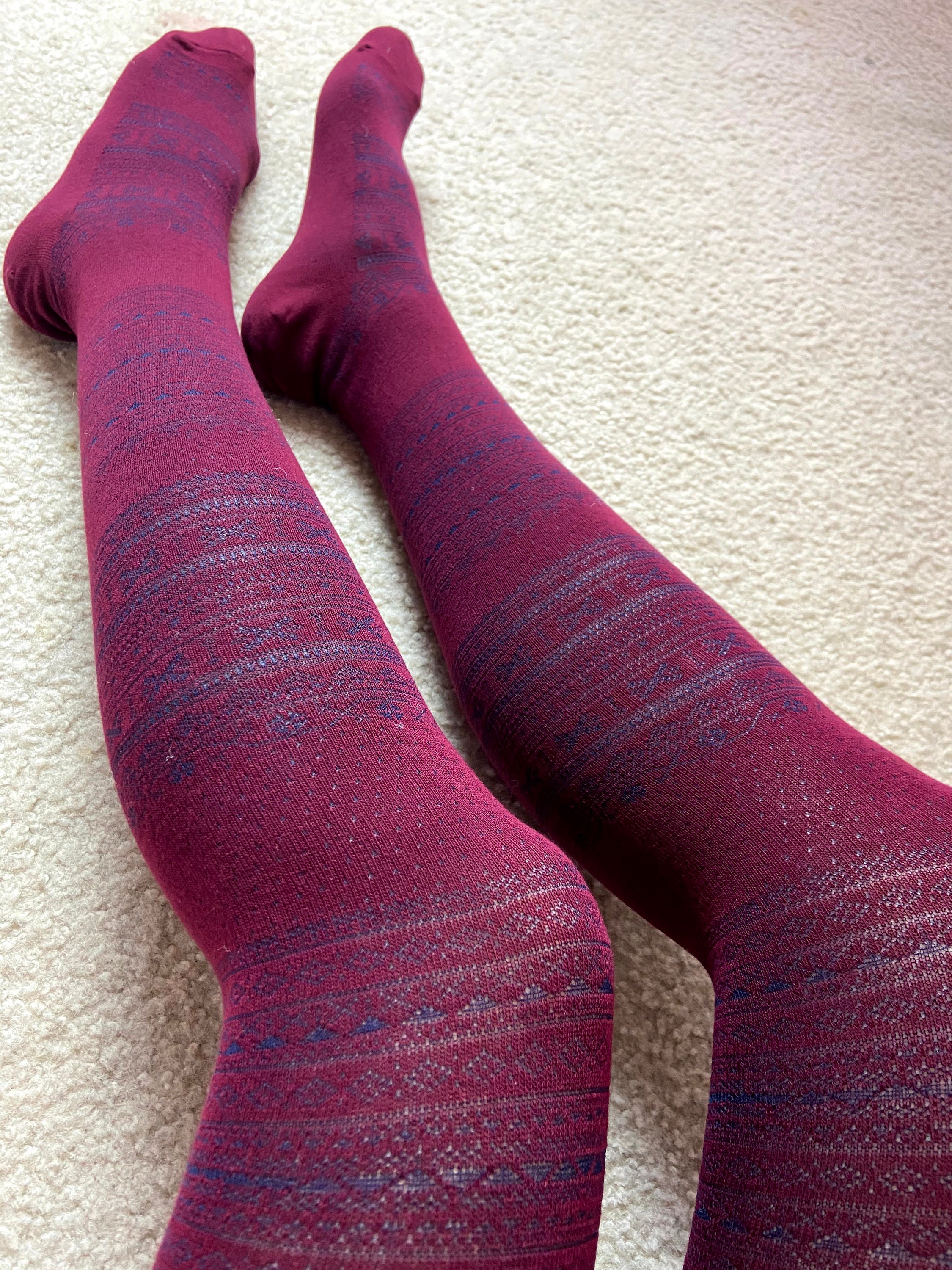 Fair Isle Soft Knitted Tights for Women Socks Pantyhose Etsy