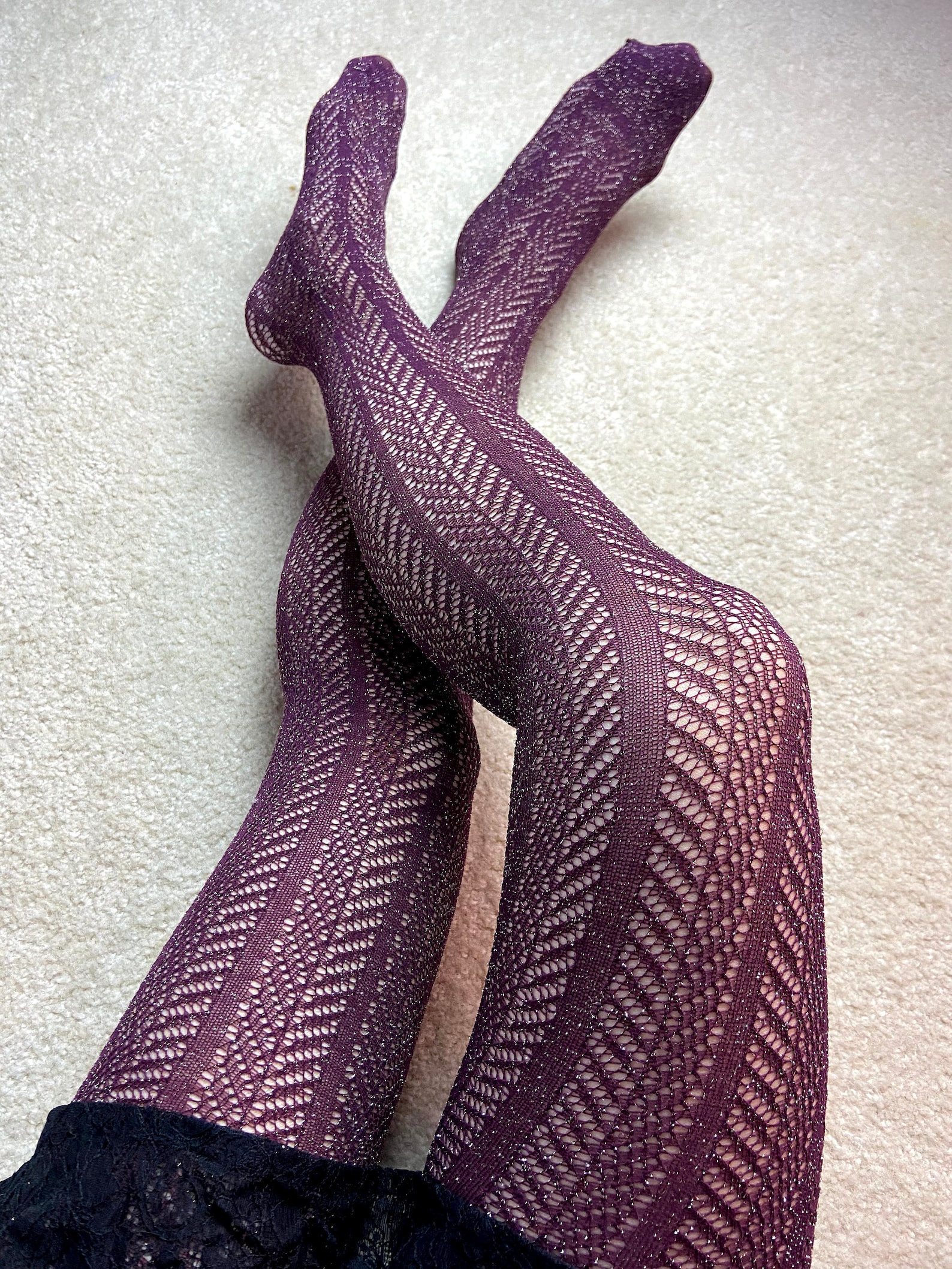 Sparkle Lurex Herringbone Burgundy Tights for Women Knitted Etsy