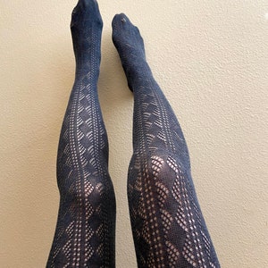 Soft Cotton feel Diamond Check Stripe Pointelle tights Knitted, Boot Socks, Gift for Her image 8