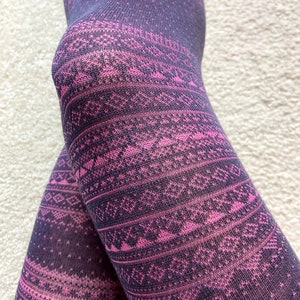 Fair Isle Soft Knitted Tights for Women Socks Pantyhose - Etsy