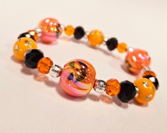 Braccialetti Elasticizzati Halloween – Con Ciondoli A Zucca, Fantasma E Gatto Nero – Per Donne E Ragazze