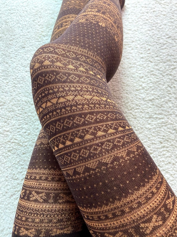 Fair Isle Soft Knitted Tights for Women Socks Pantyhose, Tights Pattern ,  Gift for Her, Tights for Women 
