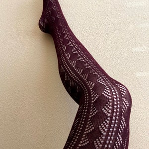 Soft Cotton feel Diamond Check Stripe Pointelle tights Knitted, Boot Socks, Gift for Her image 6