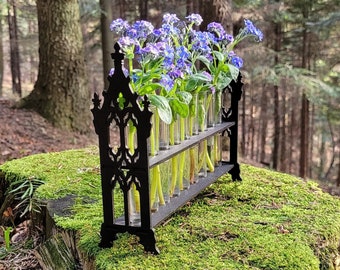 Puesto de flores en miniatura, soporte de tubo de ensayo gótico, estaciones de propagación en miniatura