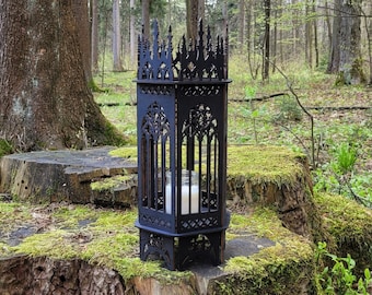 Black gothic lamp, Gothic lantern, Medieval lamp