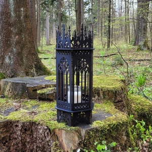 Black gothic lamp, Gothic lantern, Medieval lamp