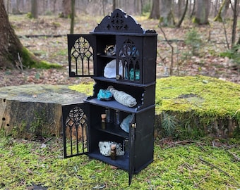 Fairy Apothecary Cabinet – Miniature Gothic Cupboard - Fantasy Witchy Home Decor