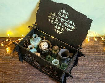 Wooden Keepsake Box • Fairycore Deck Box • Witchcraft Kit Storage for Tarot & Ritual Tools