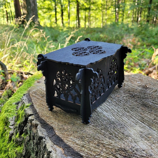 Miniature Gothic chest, Goth ornamented box