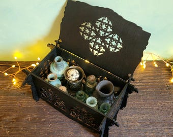 Small Gothic Chest • Medieval Decor • Ritual Kit Box for Mystic Altar