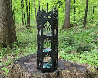 Gothic crystal tower, Hexagonal shelf, Ornamented apothecary