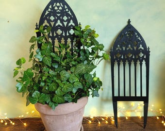 Cathedral Window Plant Trellis - Gothic Plant Display Accent - Architectural Decor