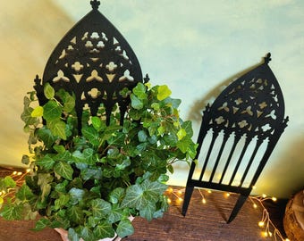 Cathedral Trellis Plant Support Art - Medieval Decor - Gothic Arch Window