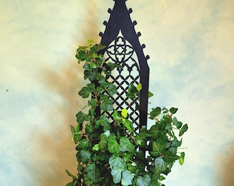 Gothic Plant Trellis Support - Set of 3 - 21 Inch Cathedral Window Indoor Decor