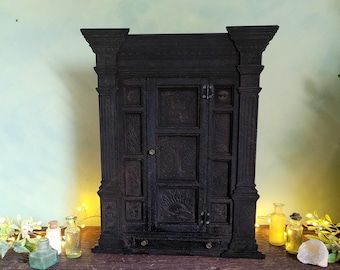 Handmade Miniature Narnia Wardrobe – 1:6 Scale Dollhouse Cabinet - Fairy Furniture