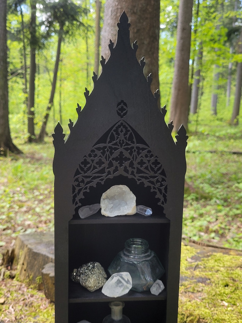 Gothic crystal shelf, Goth altar image 3