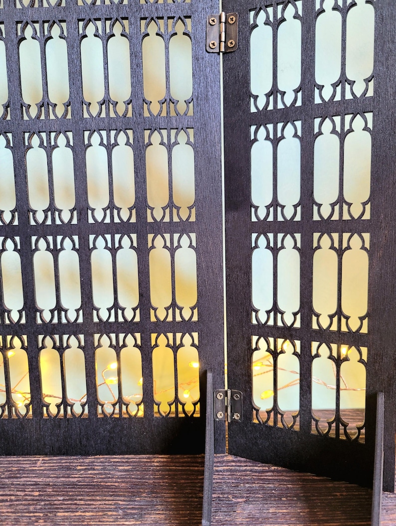 Gothic Jewelry Stand • Cathedral Window Black Stained Wood • Earring Organizer & Collector Display image 6