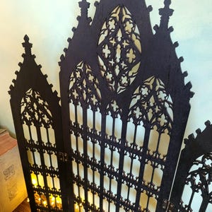Gothic Jewelry Stand • Cathedral Window Black Stained Wood • Earring Organizer & Collector Display image 7