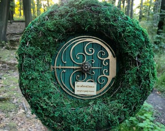 Hobbit Door Decor •  Handmade Moss Wreath • Magical Home Accent • Woodland Garden Gift