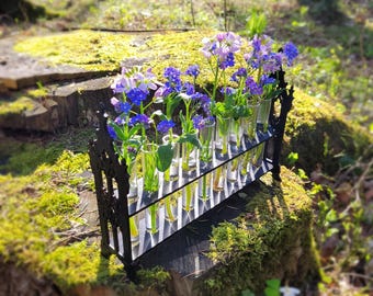 Plant Propagation Station - Gothic Planter with Glass Test Tubes - Witchy Home Decor