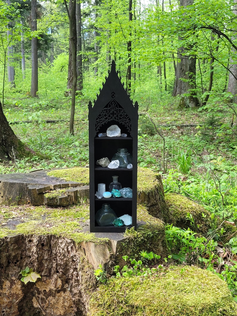 Gothic crystal shelf, Goth altar image 7