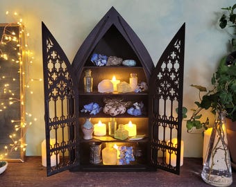 Wooden Medicine Cabinet • Gothic Decor Trinket Shelf • Shrine For Curiosities & Oddities