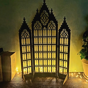 Gothic Jewelry Stand • Cathedral Window Black Stained Wood • Earring Organizer & Collector Display image 12