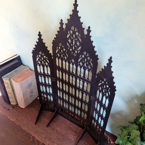 Gothic Jewelry Stand • Cathedral Window Black Stained Wood • Earring Organizer & Collector Display image 15