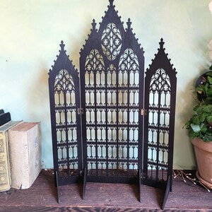 Gothic Jewelry Stand • Cathedral Window Black Stained Wood • Earring Organizer & Collector Display image 14