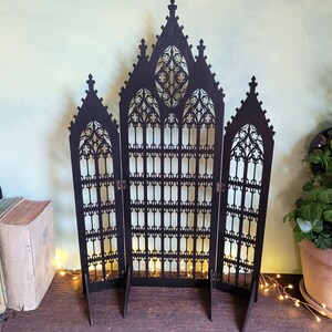 Gothic Jewelry Stand • Cathedral Window Black Stained Wood • Earring Organizer & Collector Display image 10