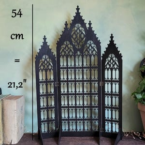 Gothic Jewelry Stand • Cathedral Window Black Stained Wood • Earring Organizer & Collector Display image 3