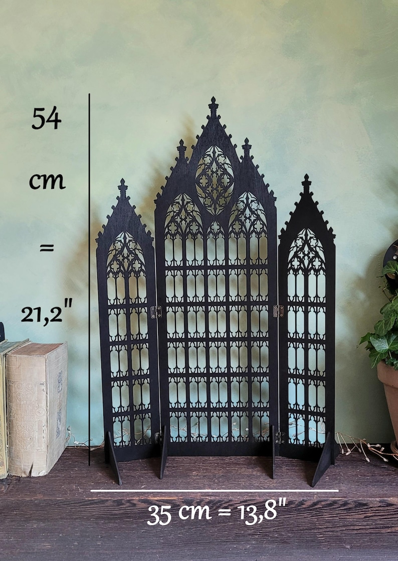 Gothic Jewelry Stand • Cathedral Window Black Stained Wood • Earring Organizer & Collector Display image 3