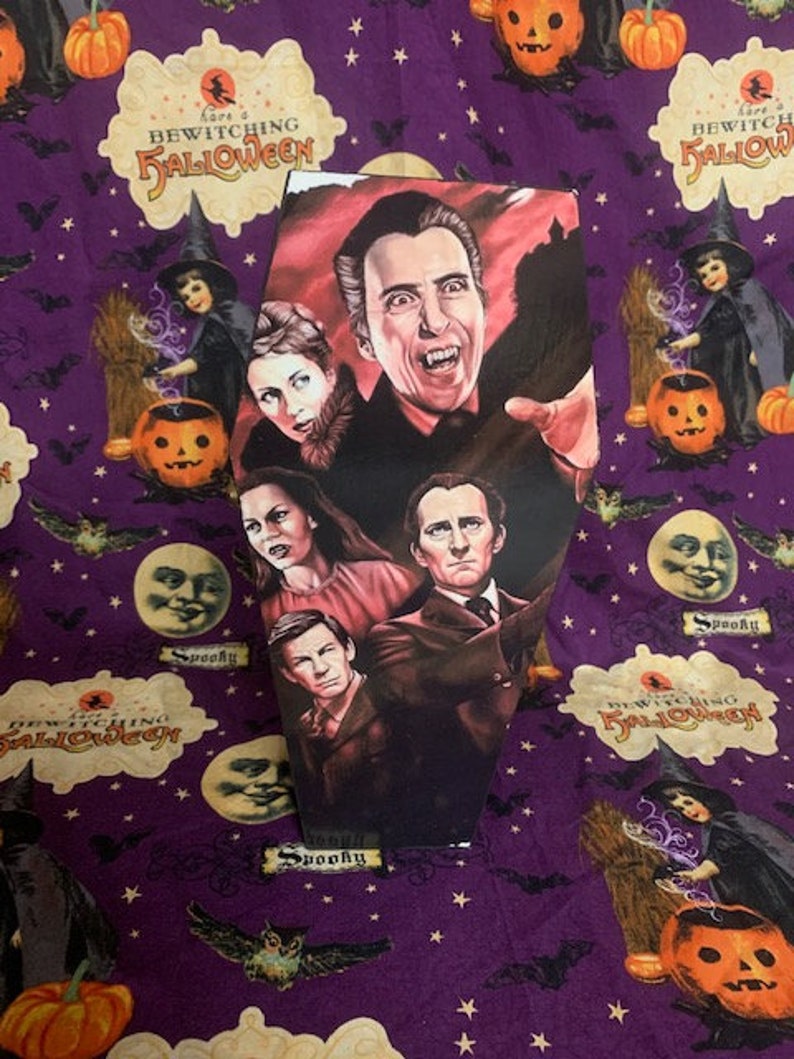 Halloween decor Dracula Wooden coffin shaped box 12 Inches horror