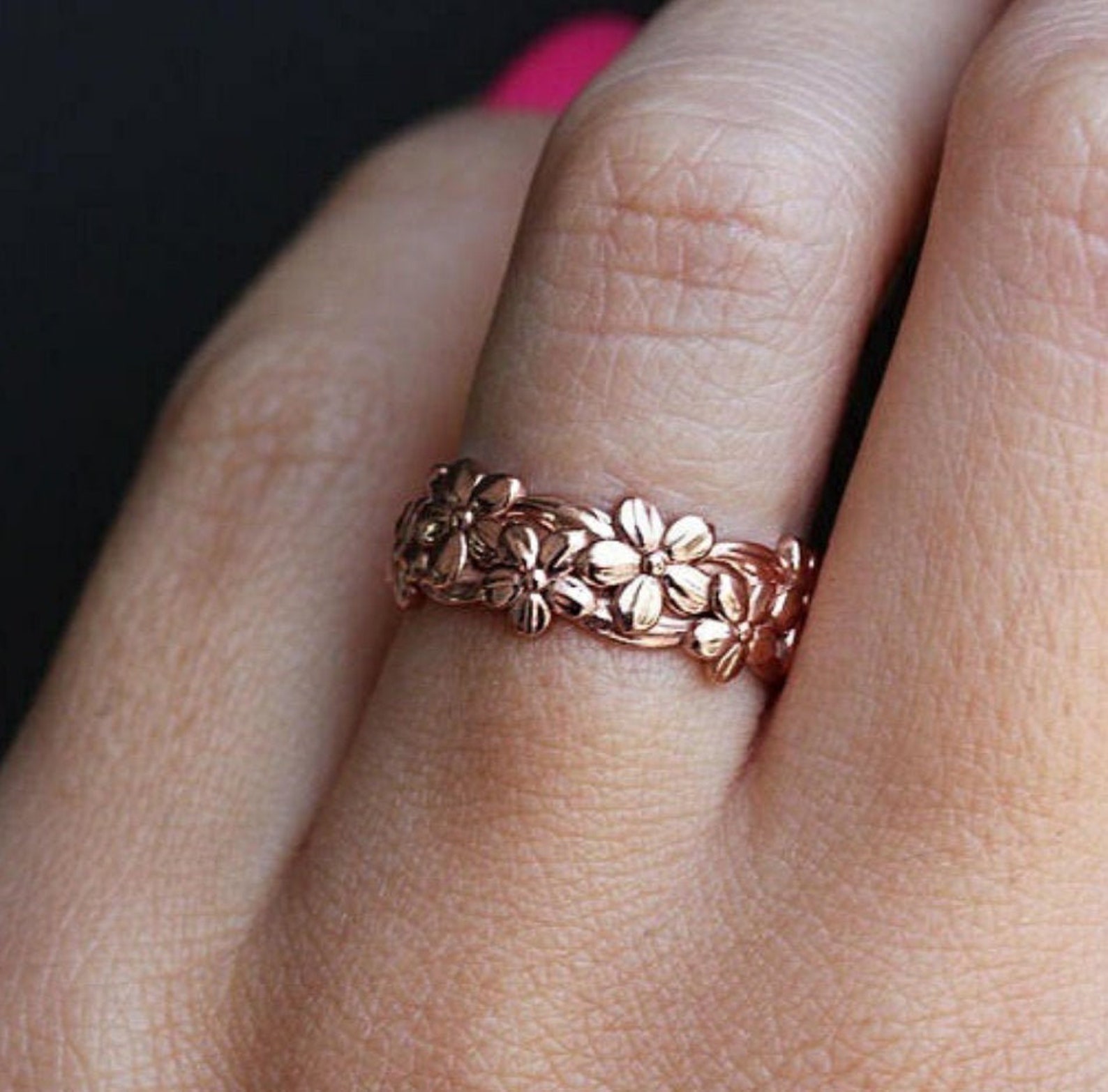 Rose Gold Ring Flower Ring Rose Gold Plated Ring Rose Ring Etsy