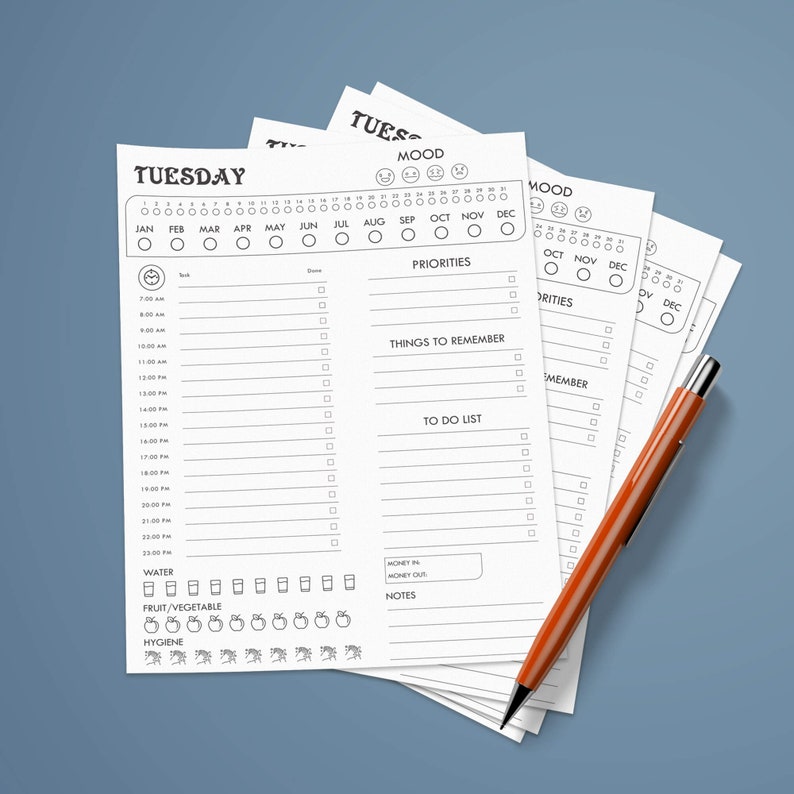 Printable Daily Planner Template A4 Day Planner Daily - Etsy