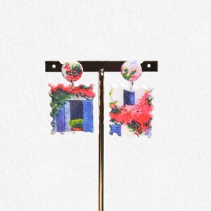Greek Island Post Stamp Earrings: Travel Jewelry