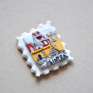 Imán para nevera de Sintra, Portugal, imán de Portugal, regalos únicos para amantes de los viajes, imán de sello postal, recuerdos portugueses