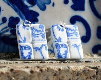 Azulejos Earrings: Hand-Painted Polymer Clay, Portugal Inspired