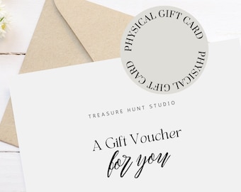 Treasure Hunt studio Physical Gift Card, Last minute gift card for jewelry, Printed and sent to home gift card