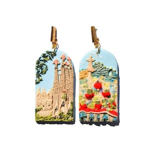 Barcelona landscape earrings, Sagrada Familia, Casa batllo, Travel inspired earrings, Spain inspired earrings, One of a kind earrings