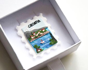 Hand Sculpted Croatia Magnet: Travel Souvenir Gift