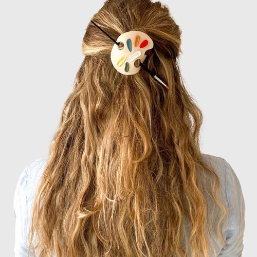 パレットヘアピン、カラフルな粘土製ヘアアクセサリー