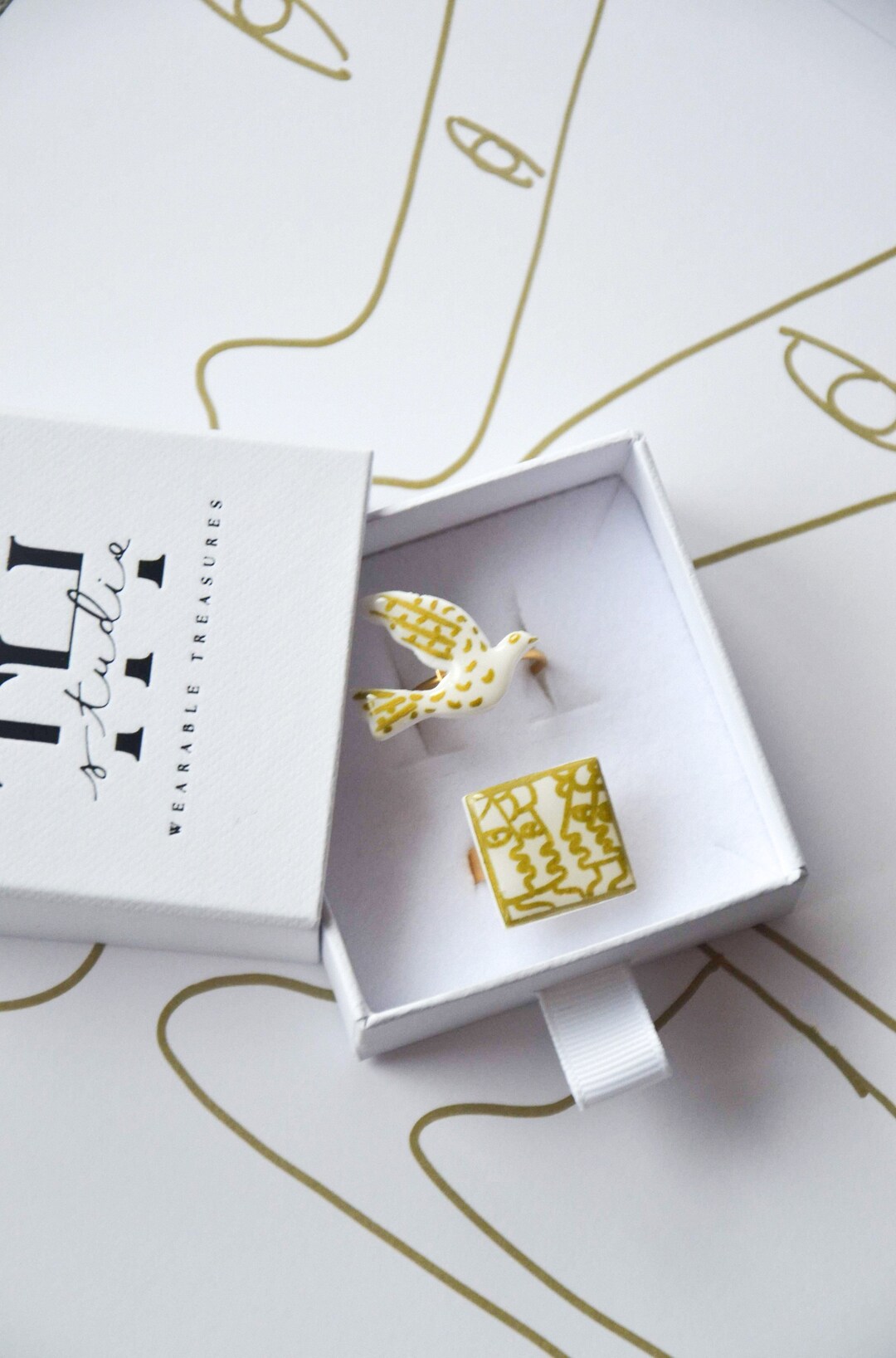 Fassianos Inspired Rings, Art Inspired Jewelry Box , Greek Artist