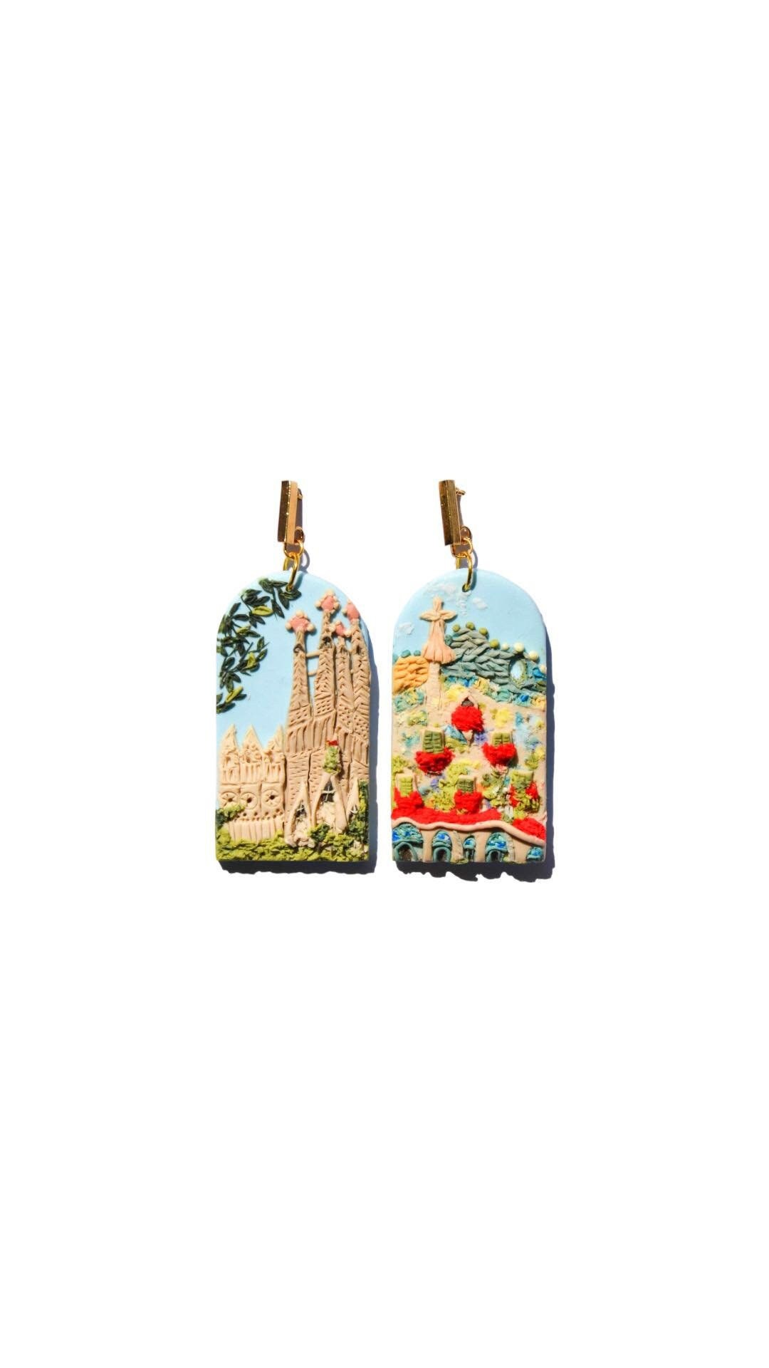 Sagrada Familia Clay Earrings: Barcelona Landmark Jewelry