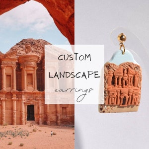 Custom Landscape clay earrings, Personalized and Custom Jewelry, Personalized earrings, Polymer clay landscape earrings